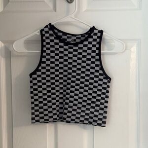 Aura Checkerboard Cropped Tank - Black & White